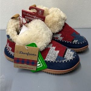 Women's Alpine by Dearfoams Moritz Bootie Small 5-6 Navy Multi Brand New